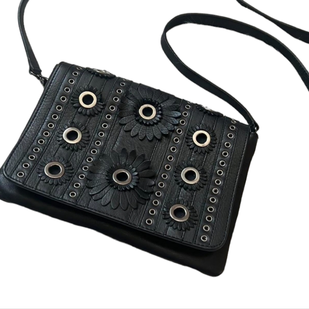 💕Punto Fibbia Genuine Leather Black Crossbody💕